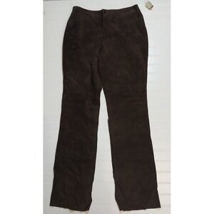 AMI 100% Leather Suede Pants Womens 10 Brown High Rise Western Stage Y2K VTG NWT